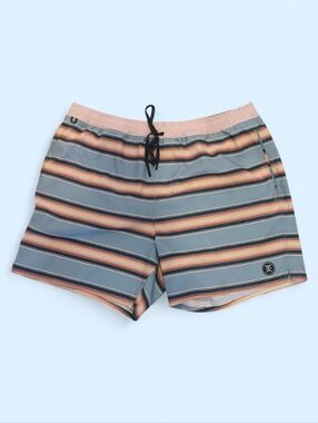 Roark Revival Retro Hemp Stripe Pool Ocean Board Shorts Swim Trunks Mens L 34x6
